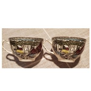 Lot of 2 Johnson Brothers Friendly Village tea cups. Made in England